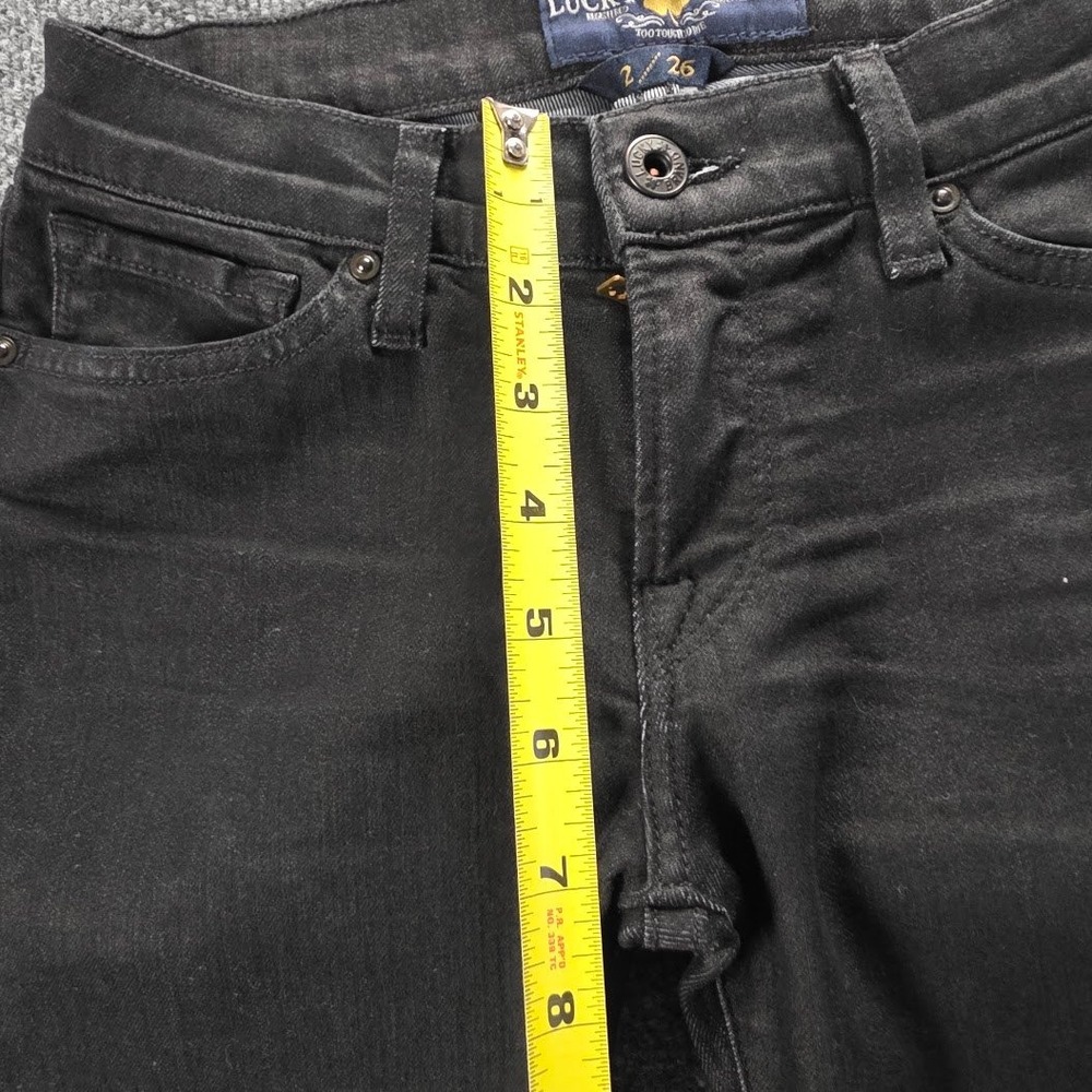 Lucky Brand Charlie Skinny Jeans‎ Womens 2 26 Black Denim Made in USA Low Rise - Picture 7 of 10